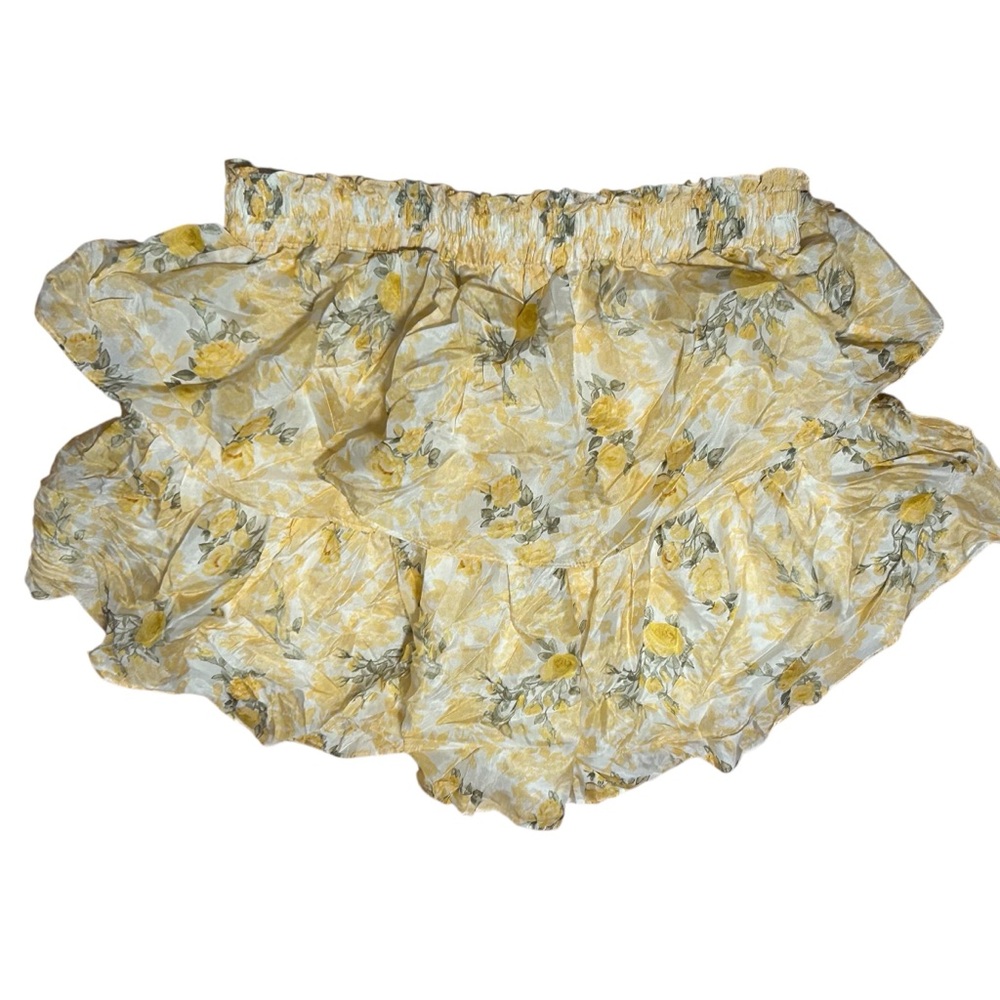 LoveShackFancy Lemon Daydream Silk Ruffle Mini Skirt Size Medium - Picture 3 of 9